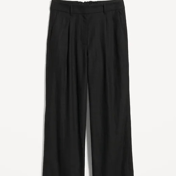 Old Navy Extra High-Waisted Pleated Taylor Wide-Leg Linen-Blend Trouser Pants - Picture 2 of 7